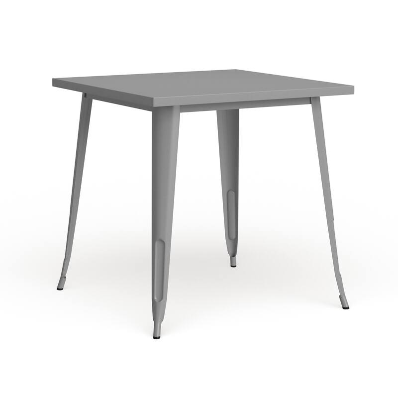 31.5-inch Square Metal Indoor/Outdoor Cafe Table - Silver - 31.5"W x 31.5"D x 29.5"H