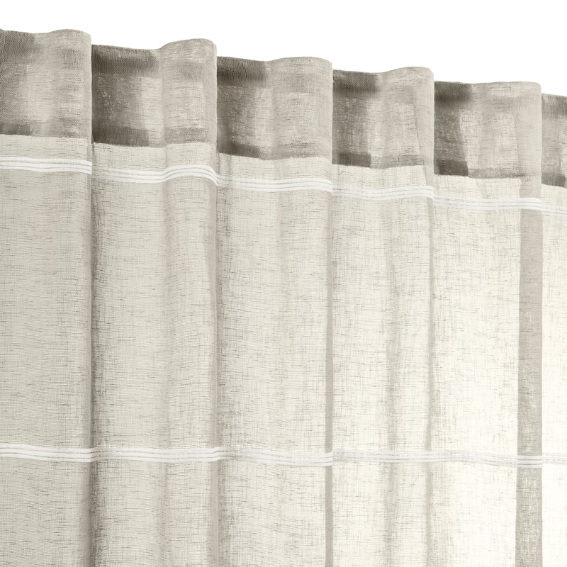 Horizon Stripe Premium Sheer Rod Pocket W Back Tab Curtain Panel
