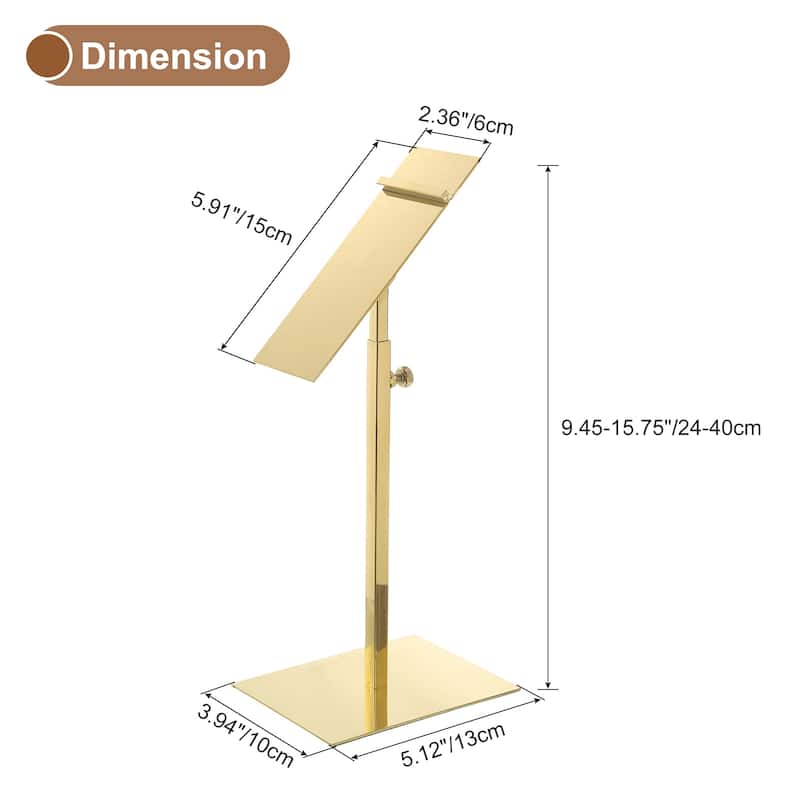 2 Pcs Shoe Display Stand Adjustable Height Shoe Rack - Gold - 9.45"-15.75"