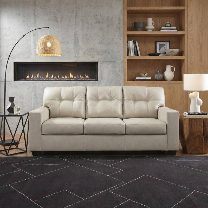 Roundhill Furniture Holmes Leather Upholstered Sofa - White