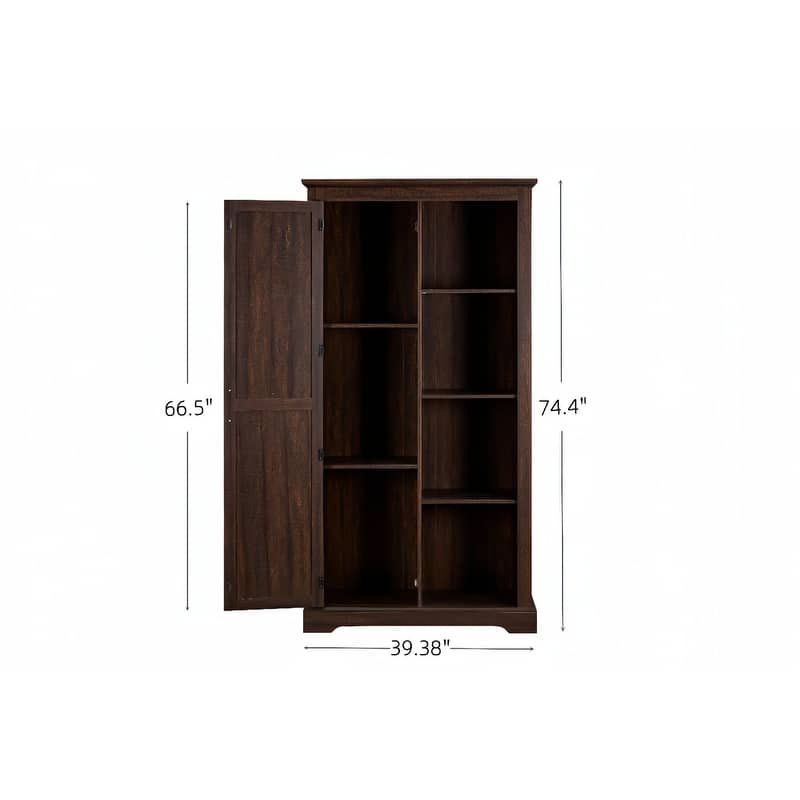 Tall Barn Door Kitchen Pantry Storage Cabinet with Adjustable Shelves for Kitchen and Living Room