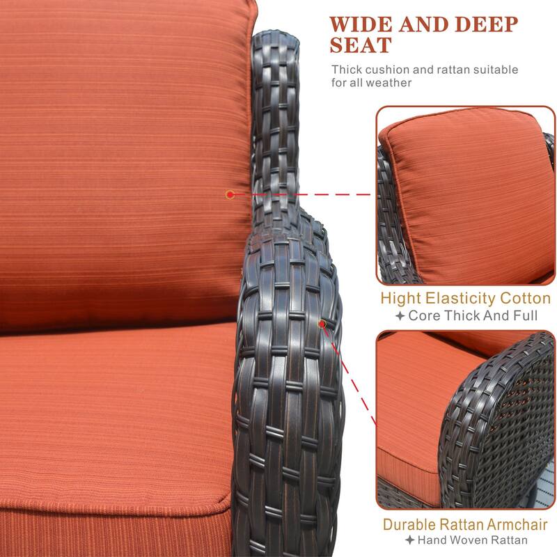 OVIOS 7-piece Patio Wicker Swivel Chairs Set