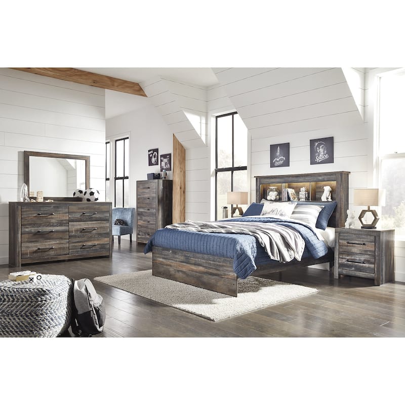 Drystan Rustic Brown Bookcase Bed