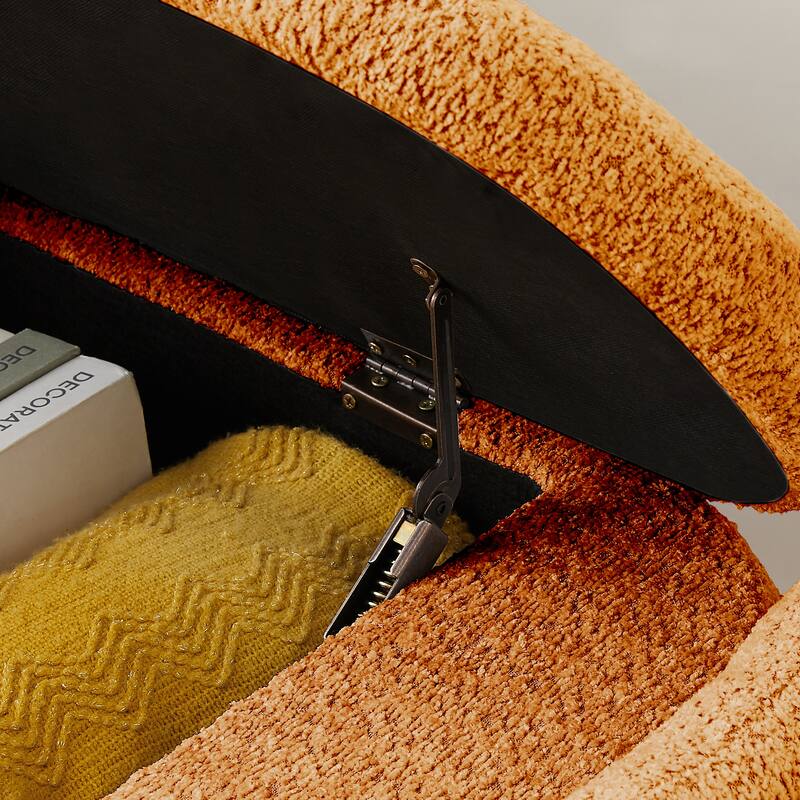 3D Lamb Fleece Fabric Storage Bench with Arc-shaped Sides