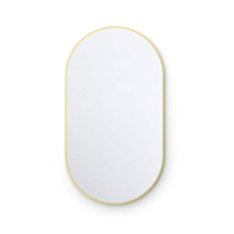 20 x 36 Inch Shatterproof Wall Mount Metal Frame Mirror - Brushed Gold