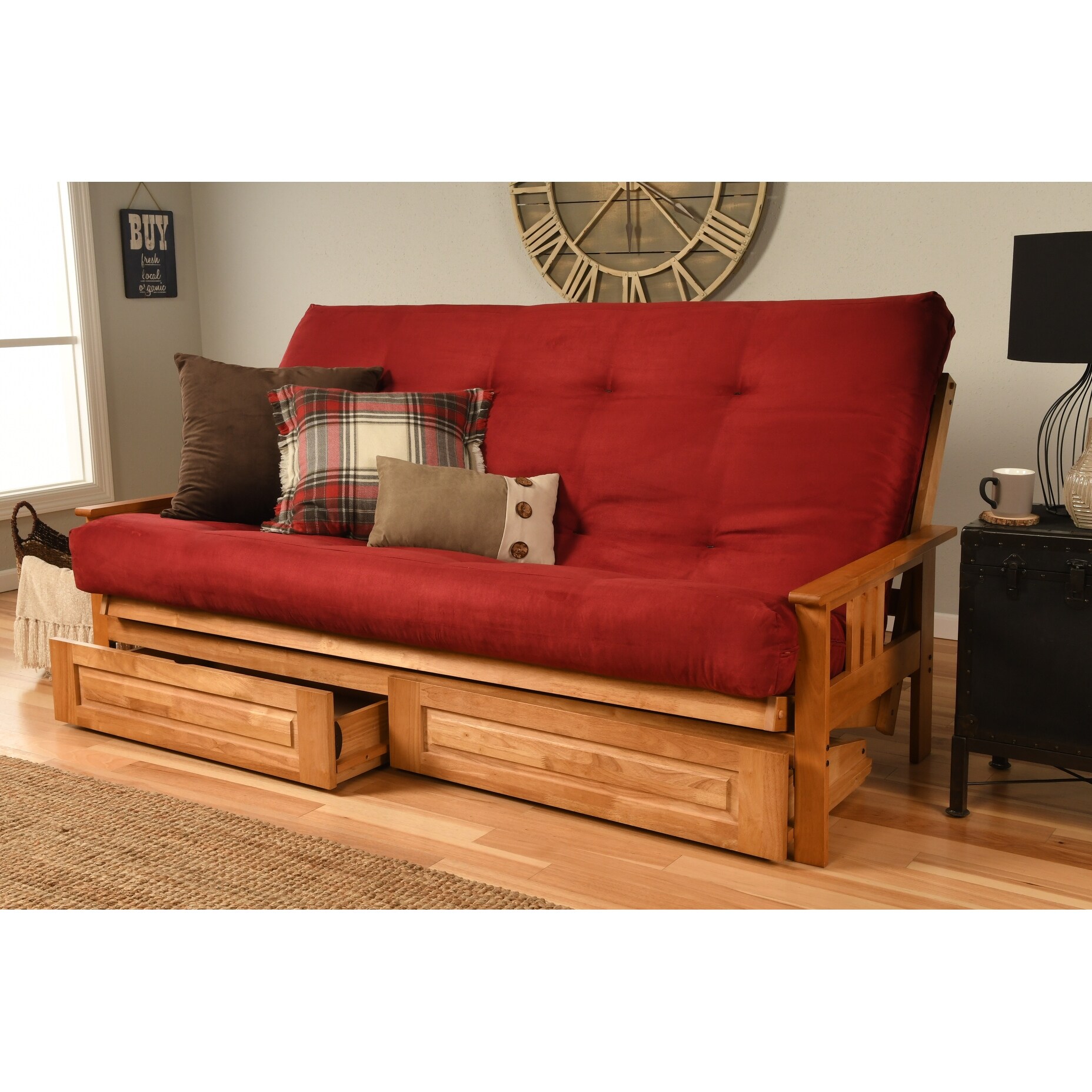 Queen futon online with drawers