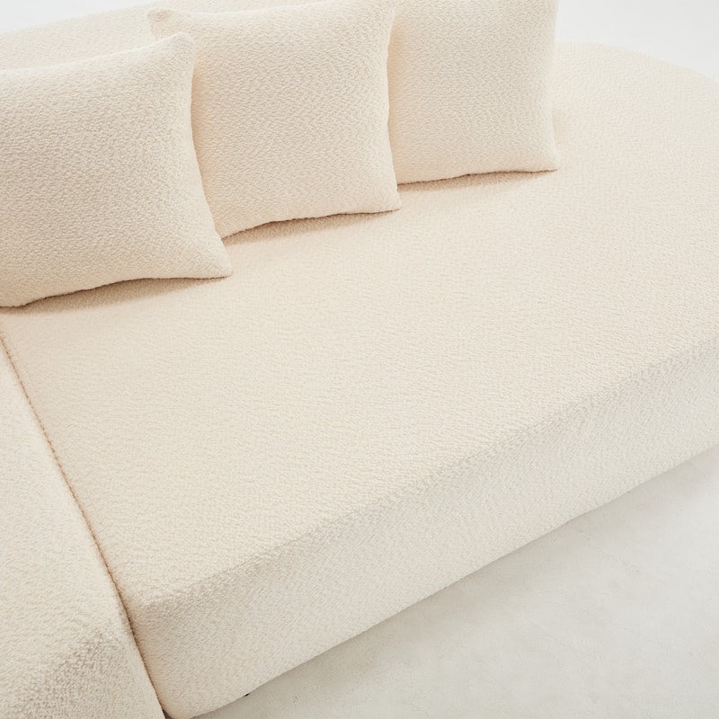 L-Shape Boneless Couch for Living Room, Curved Sectional Sofa Memory Foam Floor Sofa with 5 Pillows