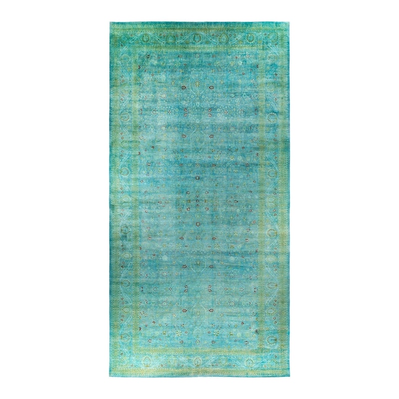 Overdyed, One-of-a-Kind Hand-Knotted Area Rug - Green - 10' 3" x 20' 4"