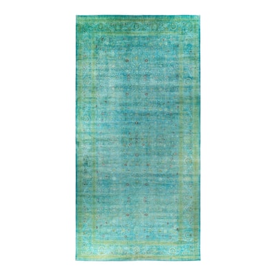 Overdyed, One-of-a-Kind Hand-Knotted Area Rug - Green - 10' 3" x 20' 4"