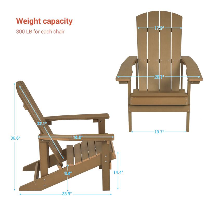 BONOSUKI Patio Adirondack Chair with Cupholder,Weather Resin-Set of 2