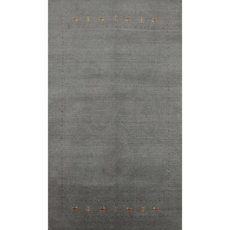 Tribal Gray Gabbeh Indian Area Rug Handmade Wool Carpet - 4'9" x 7'10"