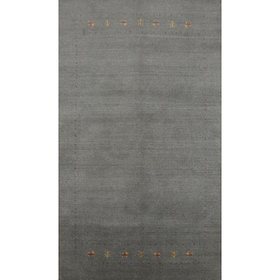Tribal Gray Gabbeh Indian Area Rug Handmade Wool Carpet - 4'9" x 7'10"