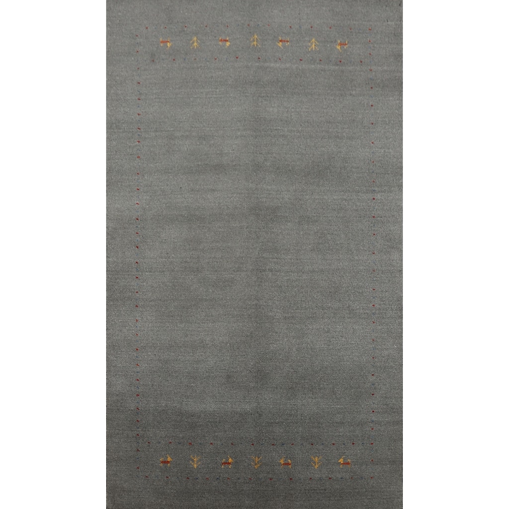 Tribal Gray Gabbeh Indian Area Rug Handmade Wool Carpet - 4'9" x 7'10"
