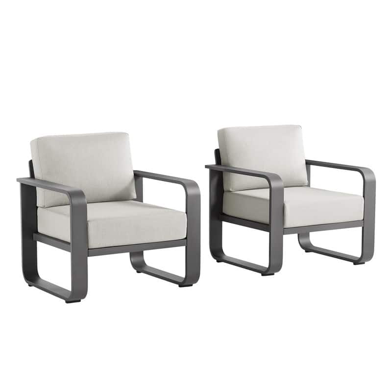 Spruce & Spring Outdoor Patio Furniture Set Aluminum Sofa Accent Chair - 2 Chair - Light Gray