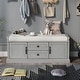 preview thumbnail 7 of 48, Storage Bench with 2 Drawers and 2 Cabinets, Shoe Bench with Removable Cushion for Living Room
