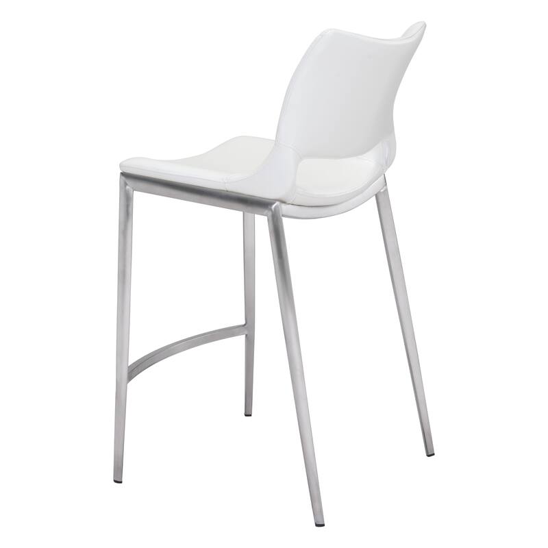 Ace Counter Stool White & Silver