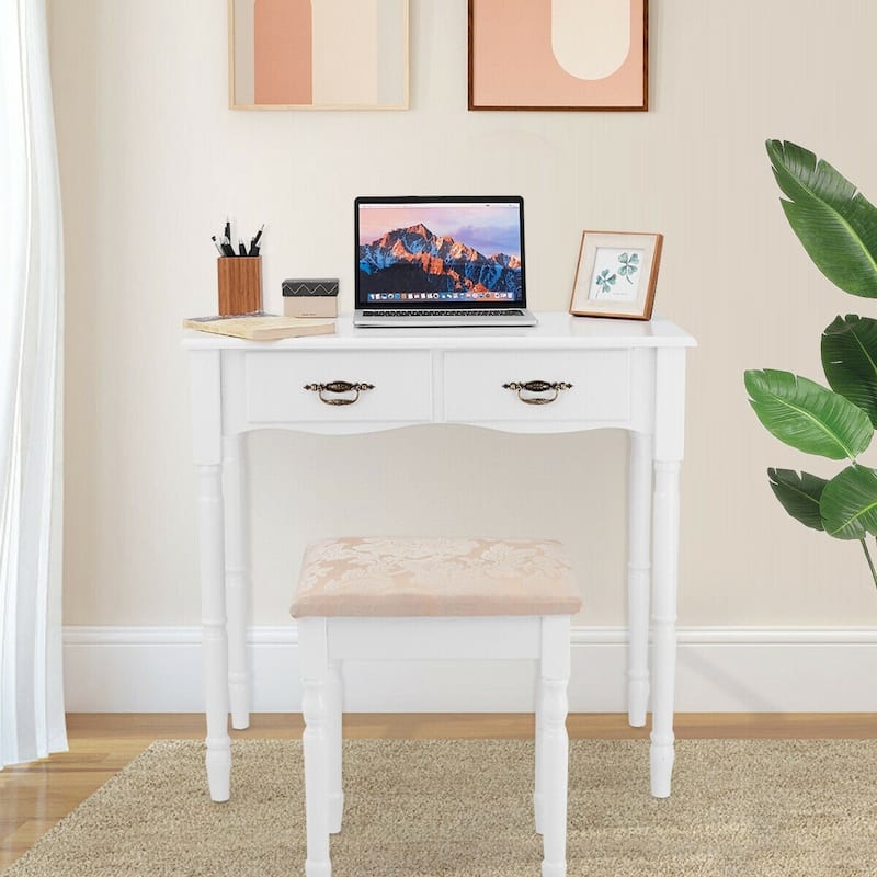 Vanity Makeup Dressing Table with Tri Folding Mirror - 31.5" x 15.7" x 54.0" (L x W x H)