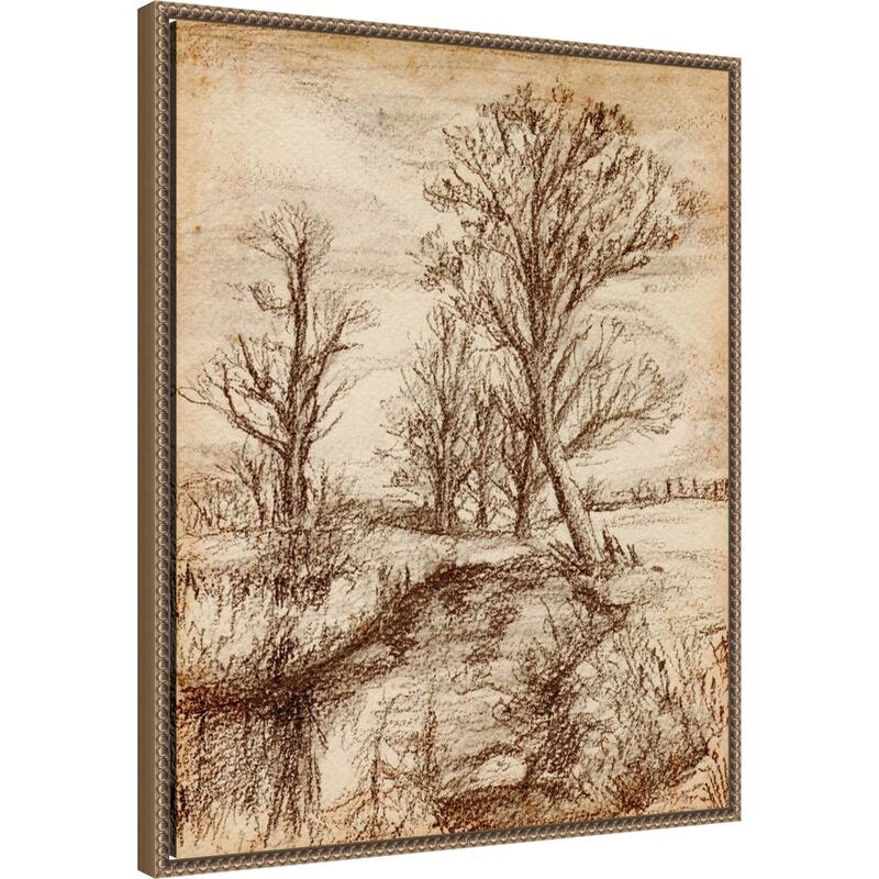 Forest View II by Melissa Wang (23 x 28 in.), Framed Canvas Wall Art Print - Sylvie Beaded Dark Gold