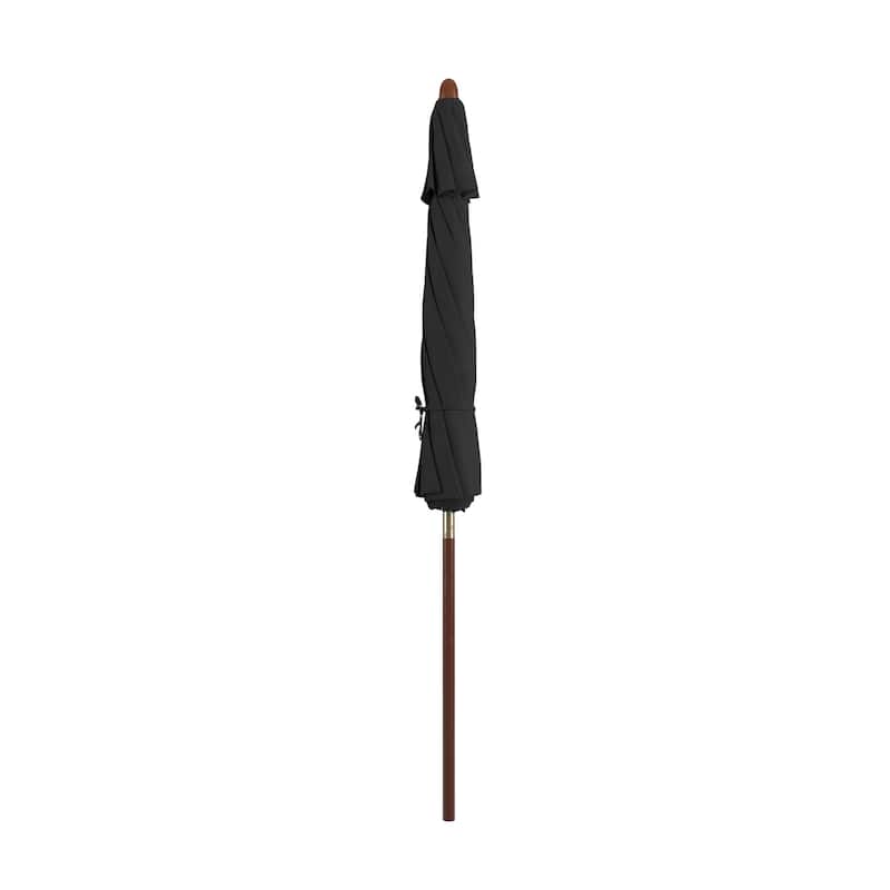 California Umbrella 9ft Marenti Wooden Sunbrella Patio Umbrella with Sunbrella Fabric, Base Not Included