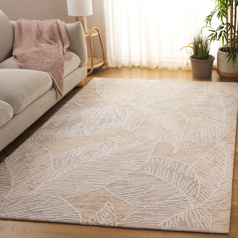 SAFAVIEH Handmade Jardin Mridula Wool Rug - Taupe/Ivory - 6' x 9'