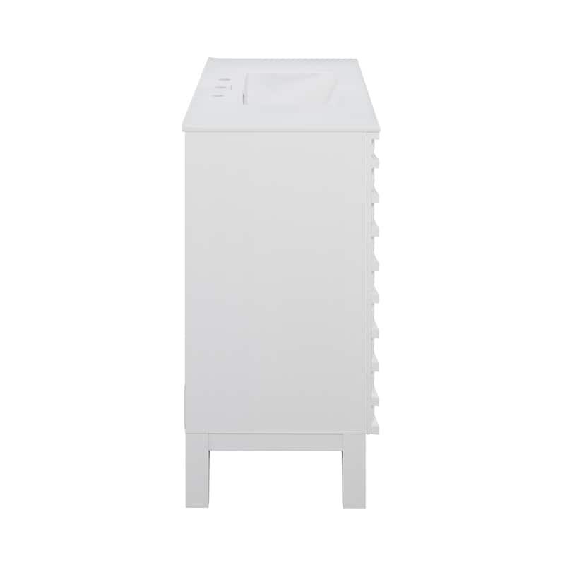Cascade 36 In. White Oak Bathroom Vanity With White, 3-Hole Ceramic Sink Top