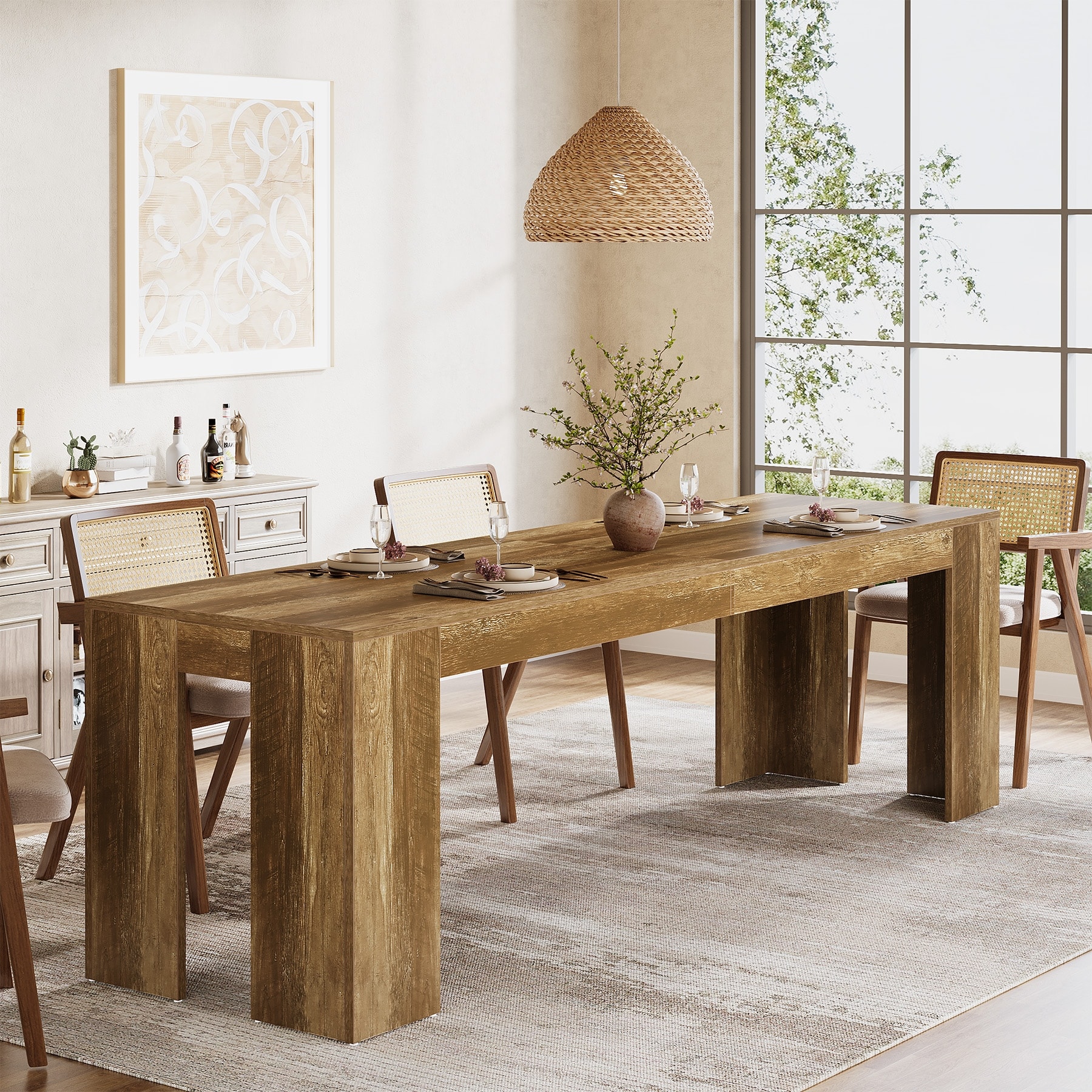 86 Inch Dining Table Industrial Rectangular Kitchen Dining Room Table