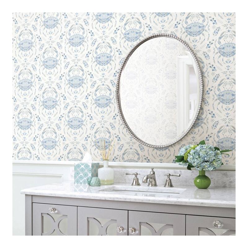 Chesapeake Annapolis Light Blue Crustacean Wallpaper - 20.5 x 396 x 0.025