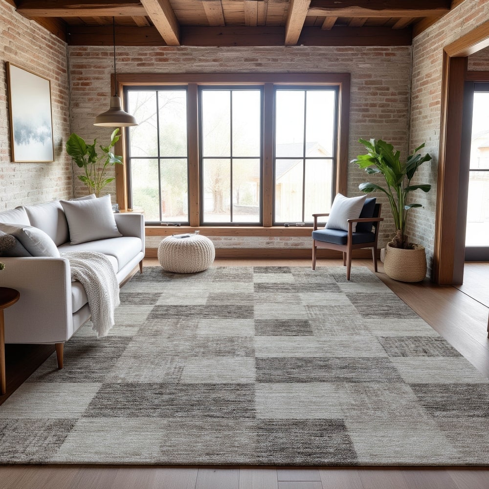 Premium Washable Super Soft Modern Checker Mayfield Rug