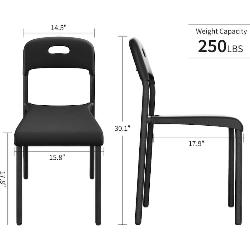 Set of 2 Ergonomic Back Stackable Kitchen Dining Chair, Waterproof for Outside, Office, Kitchen