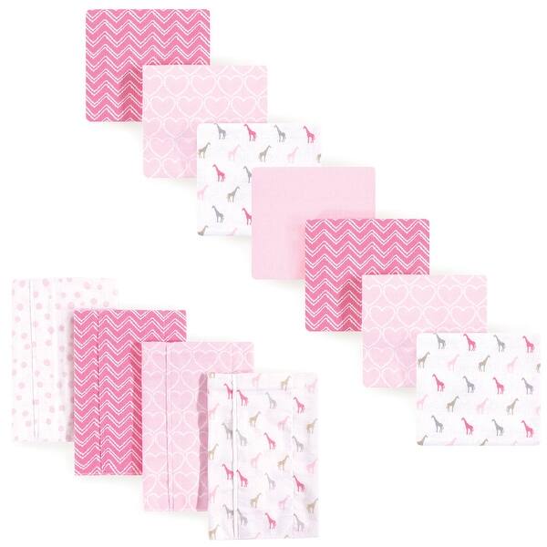 slide 1 of 1, Luvable Friends Infant Girl Cotton Flannel Burp Cloths and Receiving Blankets, 11-Piece, Giraffe, One Size - Giraffe - One Size One Size - Giraffe