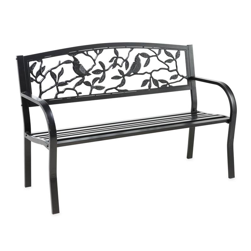 50 in. Cardinals Metal Outdoor Garden Bench - Black