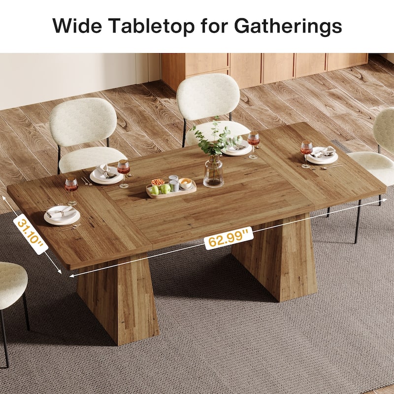 63 Inches Modern Rectangular Dining Table for 4-6