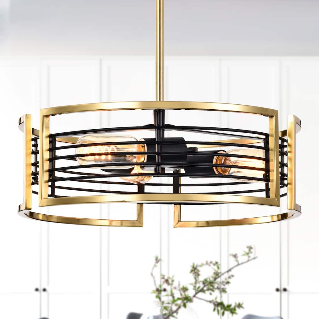 Milly 15 Inch Oil Rubbed Brass Cage Pendant 3-Light