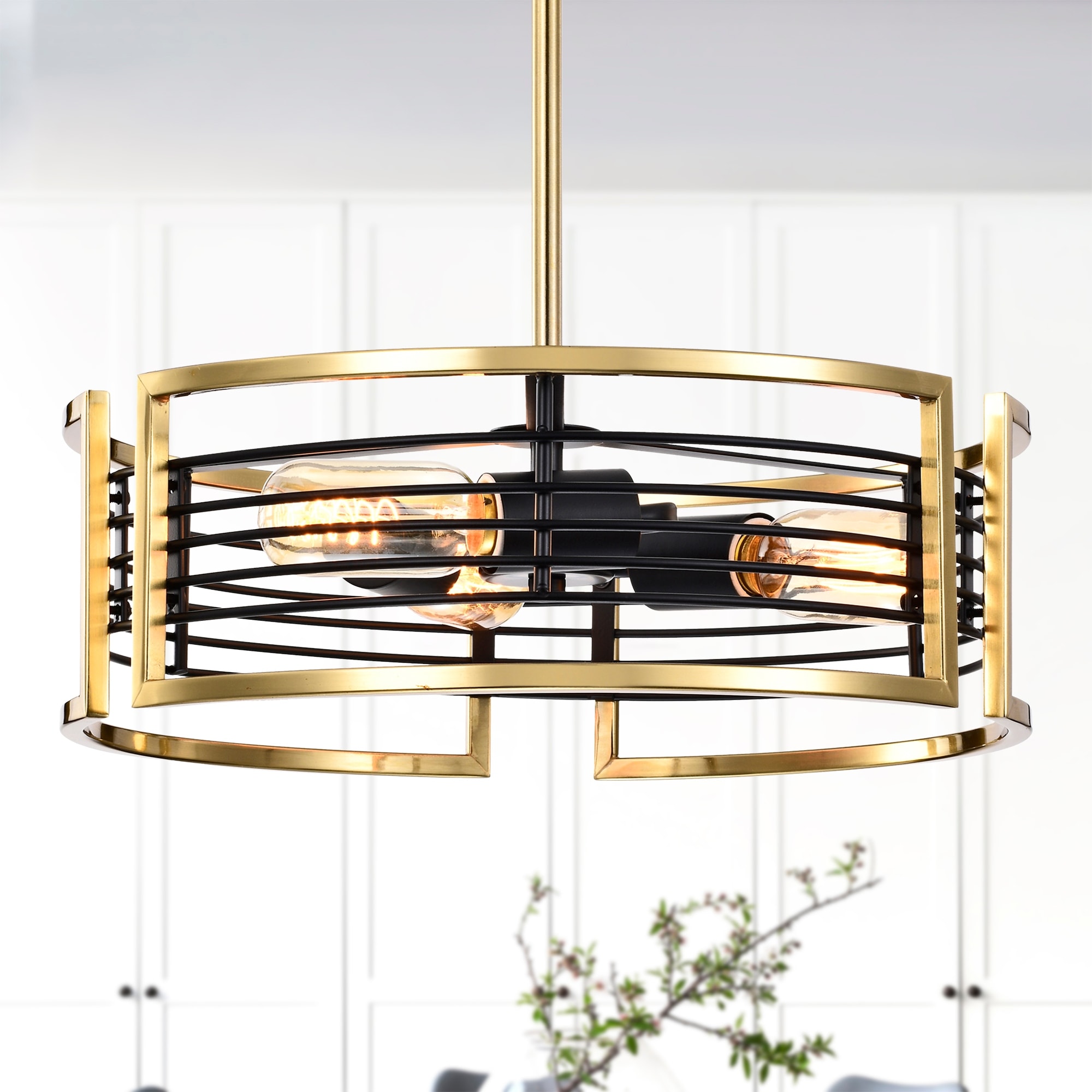 Warehouse of Tiffany Milly 15 Inch Oil Rubbed Brass Cage Pendant 3-Light