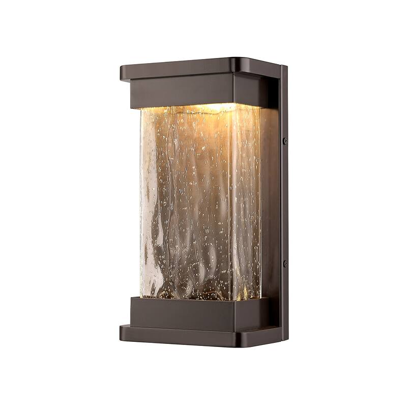 Millennium Lighting Ederle 1 LED Light Outdoor Wall Sconce with Clear Water Seedy Glass Shades