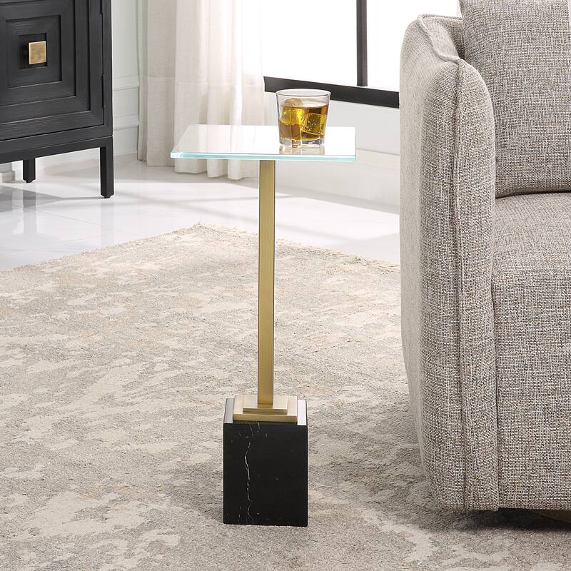 Martini Table with Black Marble - 11"W x 24"H x 11"D
