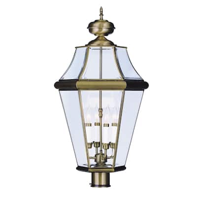 Livex Lighting 4 Light 240 Watt Outdoor Post Light with Clear Beveled