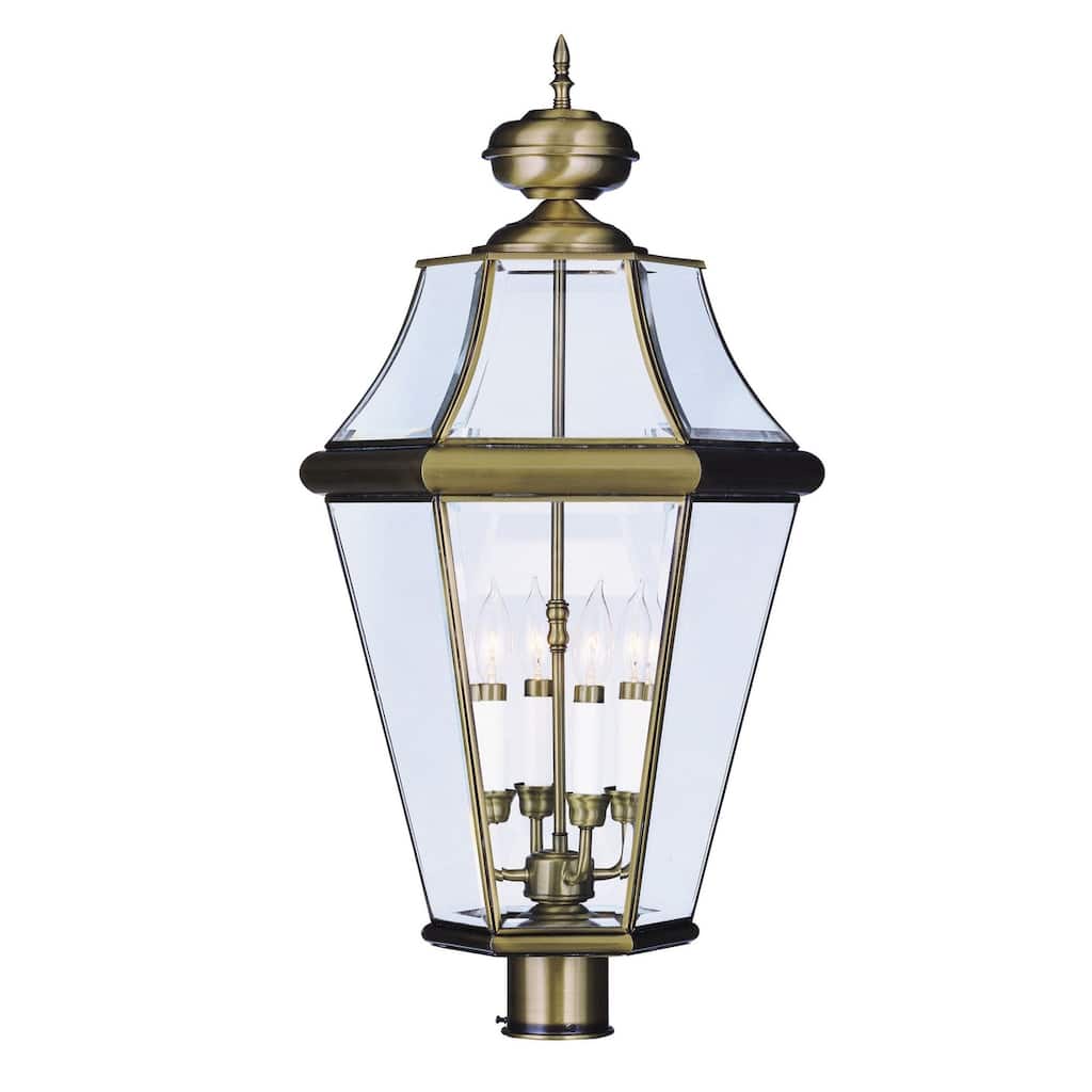 Livex Lighting 4 Light 240 Watt Outdoor Post Light with Clear Beveled