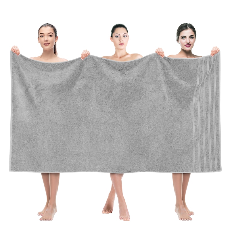 American Soft Linen 100% Cotton Large Jumbo Bath Towel 35x70 Premium & Luxury Towels - Rockridge Grey