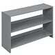 preview thumbnail 6 of 6, Wood Low Loft Bed with Decorative Guardrail Chalkboard, Twin Low Loft Bed with Two Movable Shelves and Ladder, Gray