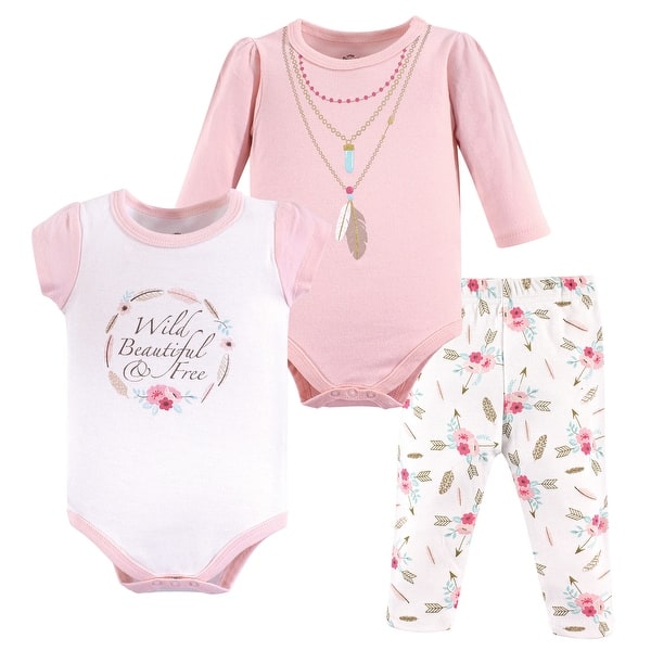 slide 1 of 1, Little Treasure Baby Girl Cotton Bodysuit and Pant Set, Boho 0-3 Months - Boho