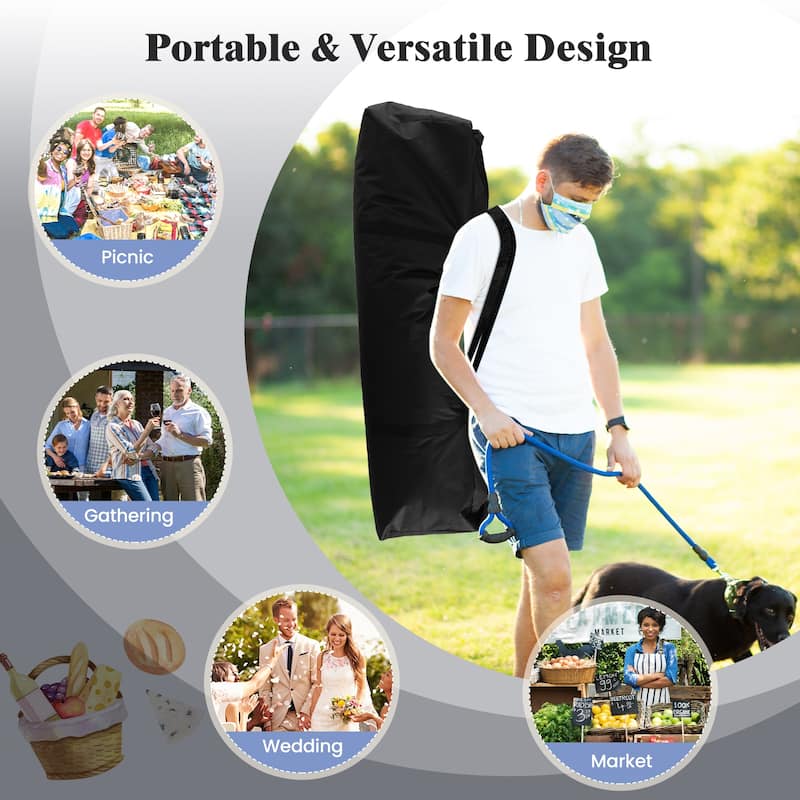 Pop Up Canopy Tent with 6 Sidewalls and Windows for Outdoor Events - 240” x 120” x 116.4”-124.8”