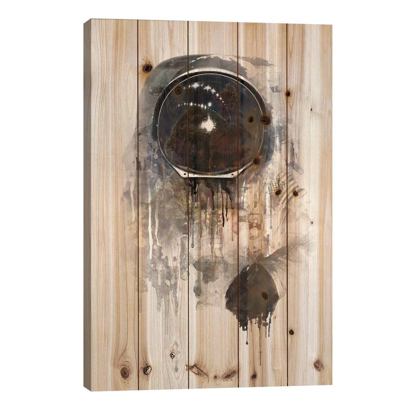 Astronaut I Print On Wood by Dániel Taylor - Multi-Color - 26x18x1.5