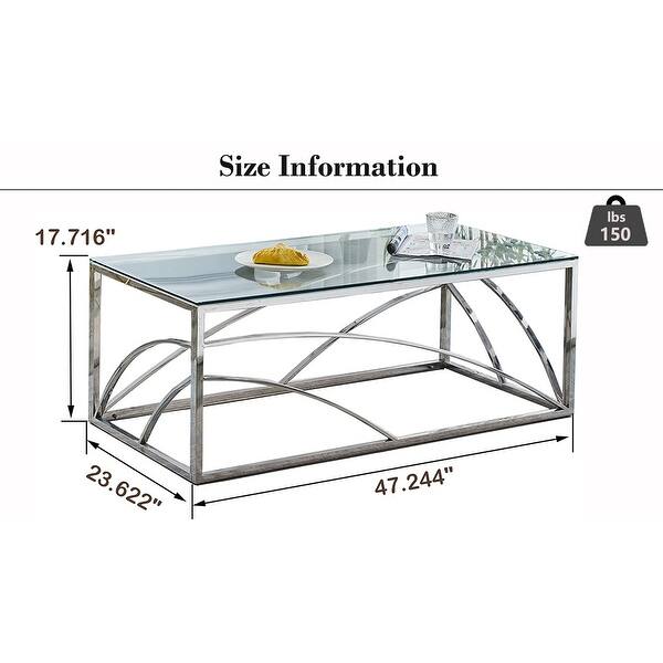 Stainless Steel Rectangular Accent Glass Coffee Table for Living Room ...