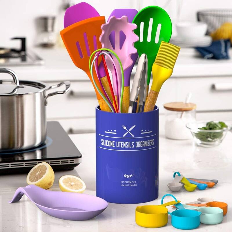 Kitchen Cooking Utensils Set, 33 pcs Non-Stick Utensils Spatula Set with Holder