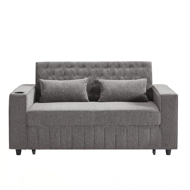 Pull-out Sofa Bed Convertible Couch Loveseat Sofa Modern Sleeper Sofa with Adjustable Backrest for Living Room