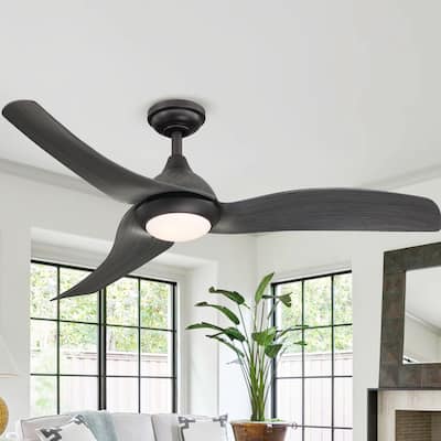 52" Modern Grey 3-Blade Propeller Ceiling Fan with Light and Remote