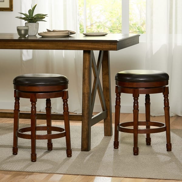 Paxx Bonded 26inch Leather Swivel Counter Stool (Set of 2) by