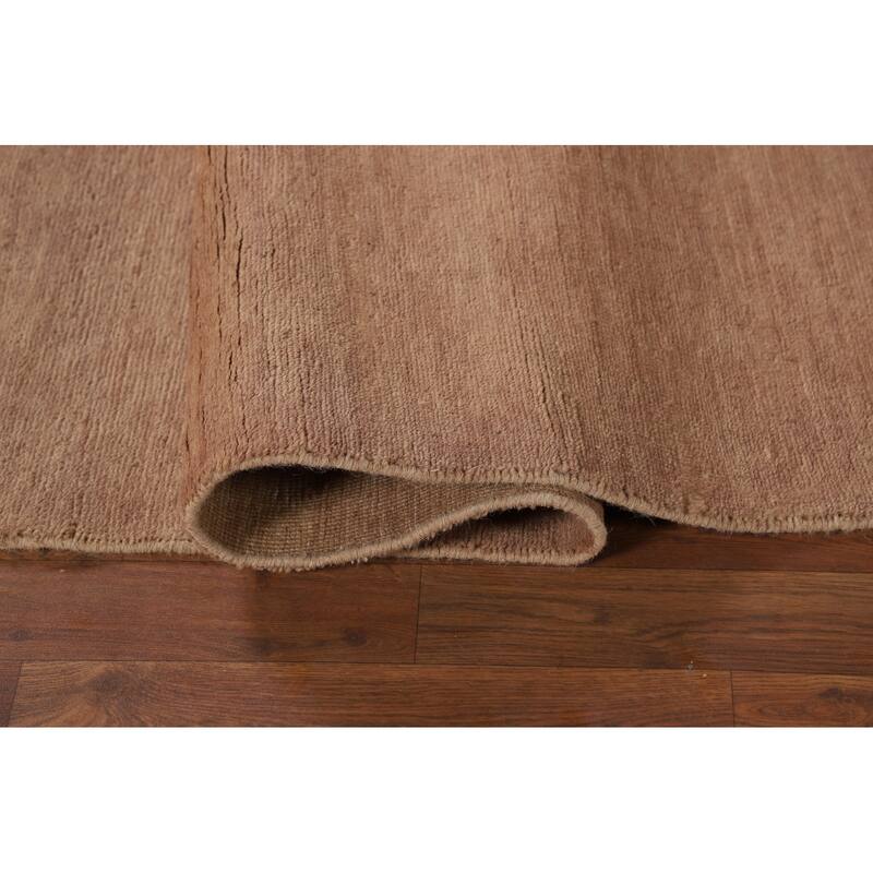 Light Brown Gabbeh Oriental Runner Rug Handmade Wool Carpet - 3'3"x 12'6"