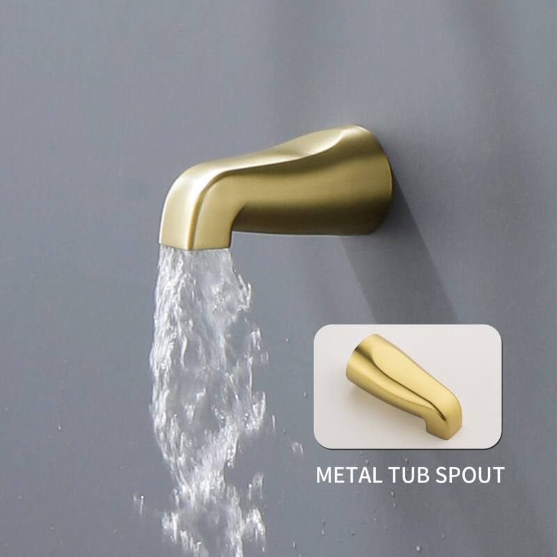Modland 3-Handle Tub and Shower Faucet Set Dual Head 7-Spray Brass Valve Kit with Alloy Spout